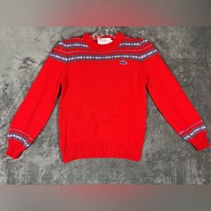 Vintage Lacoste Red Sweater‎ Girls Size Large (14) Winter Ski Chic